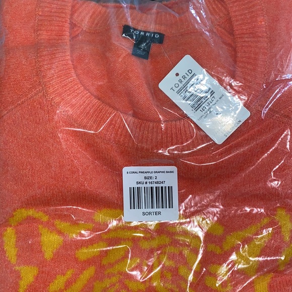 NWT TORRID Raglan Pullover Sweater - Coral Tiger - Picture 7 of 9